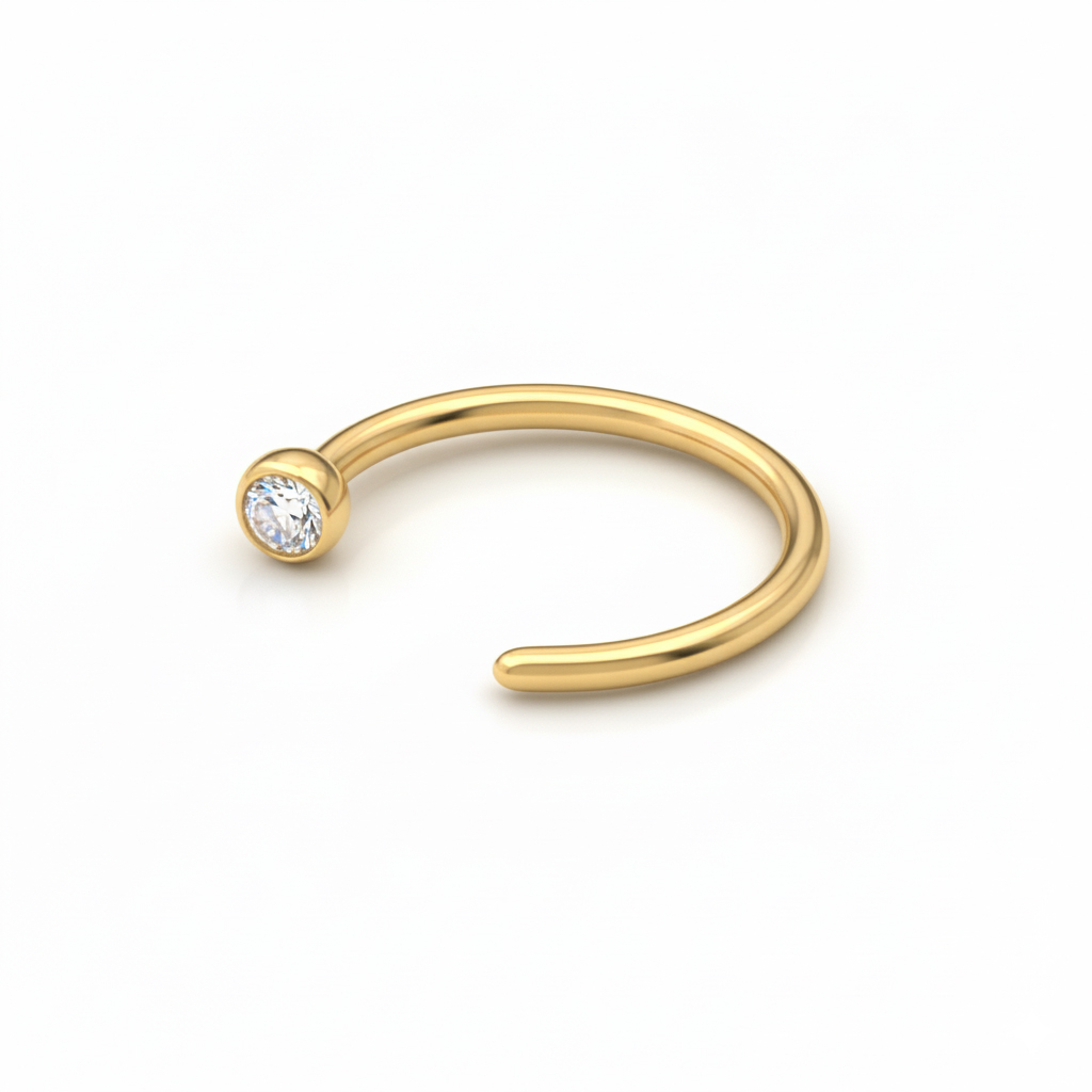 Offener Ring aus Titan mit Schmuckstein