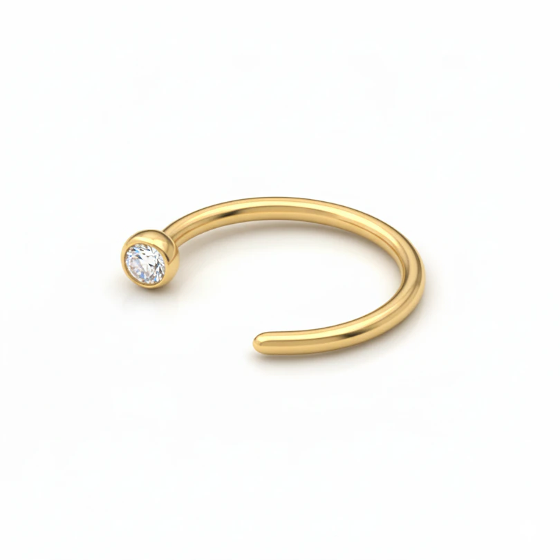 Offener Ring aus Titan mit Schmuckstein