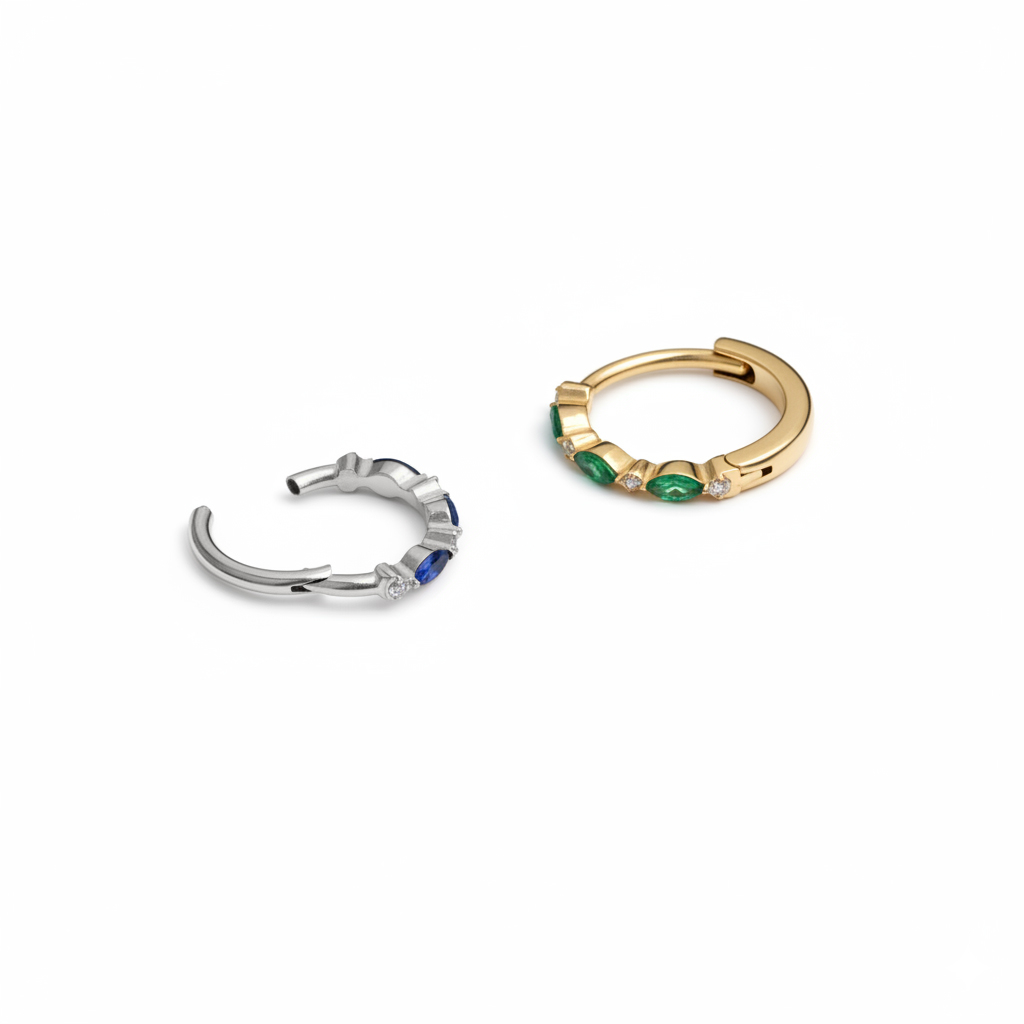 Titanring mit farbigen Schmucksteinen