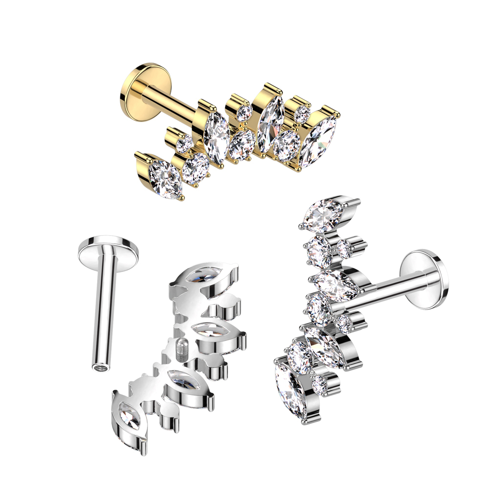 Titan-Labret mit marquiseförmigen und runden Steinen