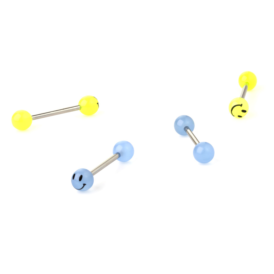 Selbstleuchtenes Zungenpiercing mit Smiley