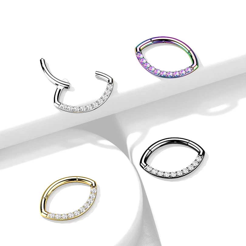 Ovaler Scharnierring mit Steinreihe