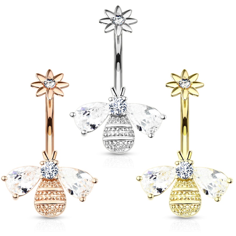 Bauchnabelpiercing mit Biene und Innengewinde